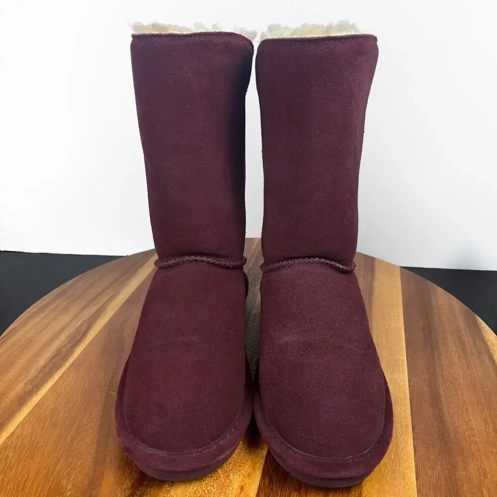BEARPAW Lori Youth Girls Suede Pull On Boots US Size 5 Berry Purple Boot Snow